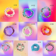 Boho Beads Waist Chain Y2K Colorful Elastic Waistband Beach Bikini Belly Chain