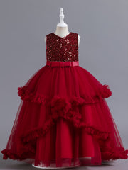 Girls Sleeveless Sequins Princess Dress for Christmas Birthday Party