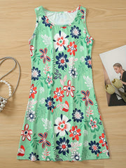 Floral Print Sleeveless Tank Dress for Summer