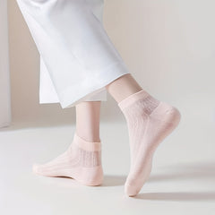 5 Pairs Argyle Mesh Socks Crew Socks Women's Stockings & Hosiery