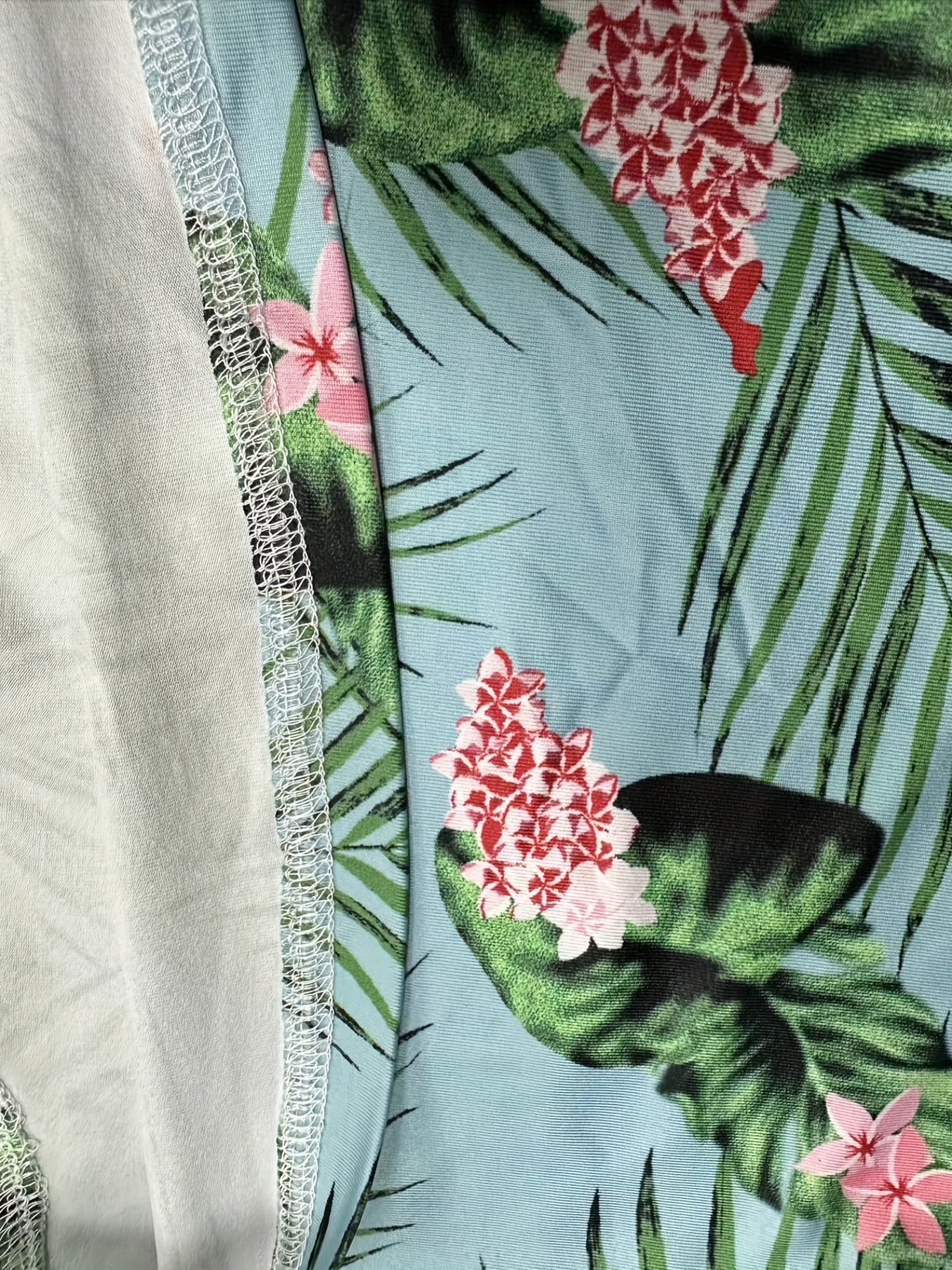 Boho Tank Top Women's Plus Tropical Print V Neck Slight Stretch