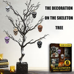 6pcs Hanging Skull Heads Halloween Decor Props