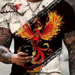 Men's Phoenix 3D Print T Shirt Short Sleeve Tee for Summer