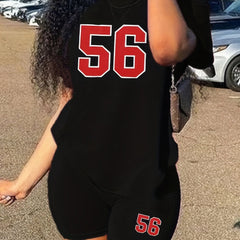 Casual Two-Piece Set: Short Sleeve Crew Neck T Shirt & Shorts