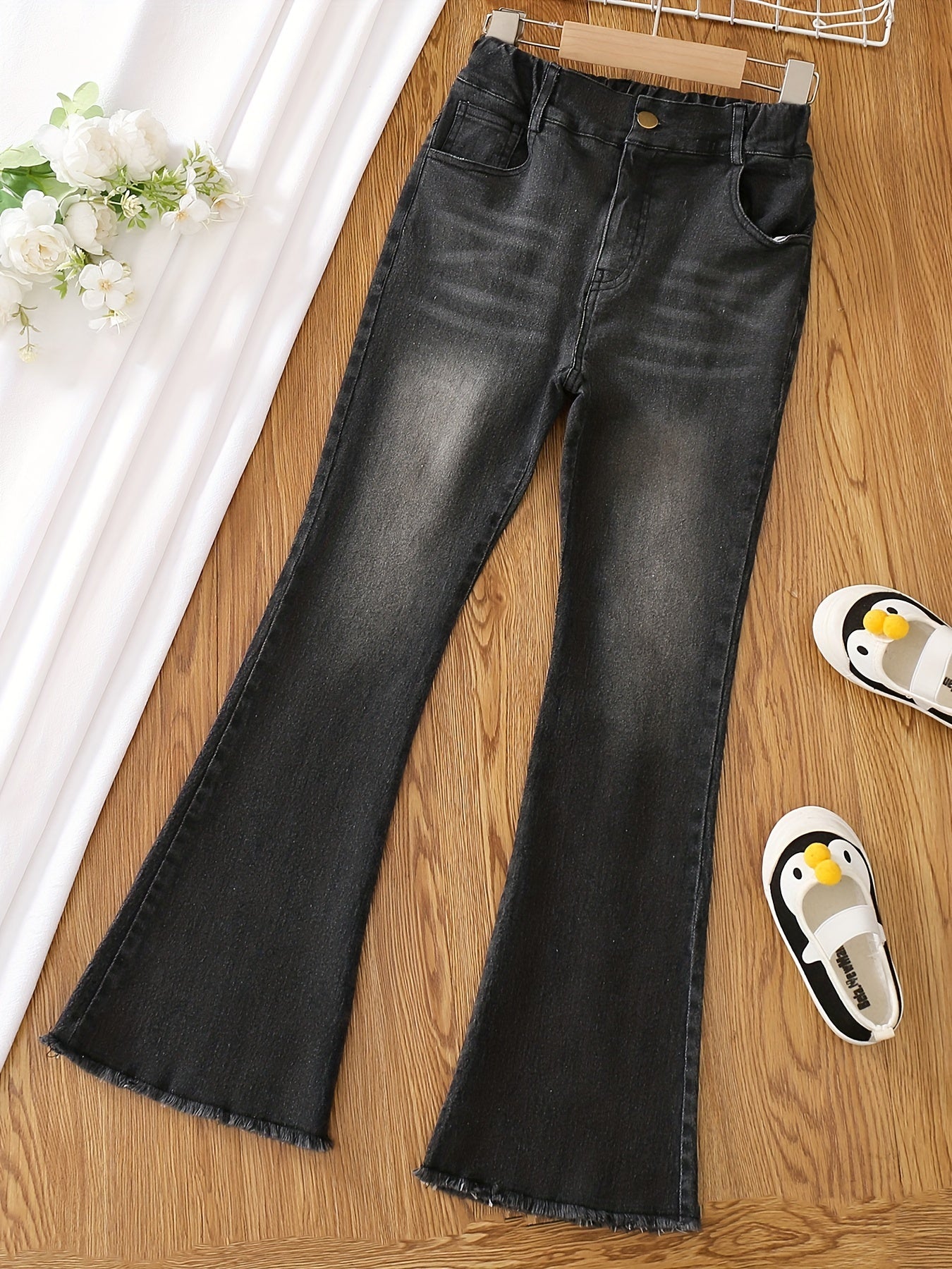 Girls' Flare Leg Denim Jeans For Kids Teens All Seasons