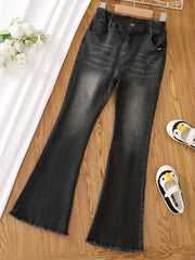 Girls' Flare Leg Denim Jeans For Kids Teens All Seasons