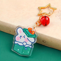Cartoon Christmas Bell Keychain Bag Backpack DIY Decoration Pendant