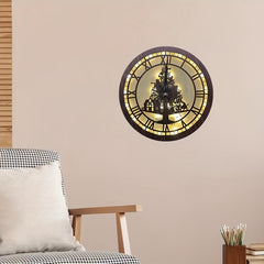 Children's Room Decoration Wall Clock LED Retro Wooden Sign Hanging Lamp