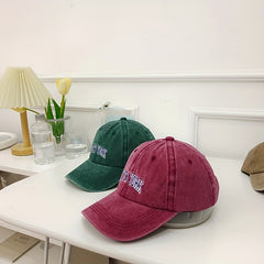 Letter Embroidery Baseball Cap Retro Washed Peaked Cap Outdoor Sun Visor