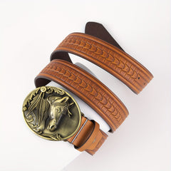 Embossed Punk Style Western Cowboy Leather Belt