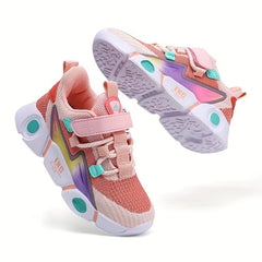 Boy's Knit Running Shoes Hook And Loop Fastener Soft Sole Sneakers