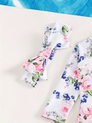 2pcs Toddlers Floral One Piece Swimsuit Set with Hair Band