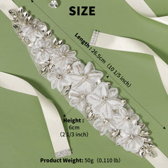 Crystal Rhinestone Bridal Belt with Organza Ribbon