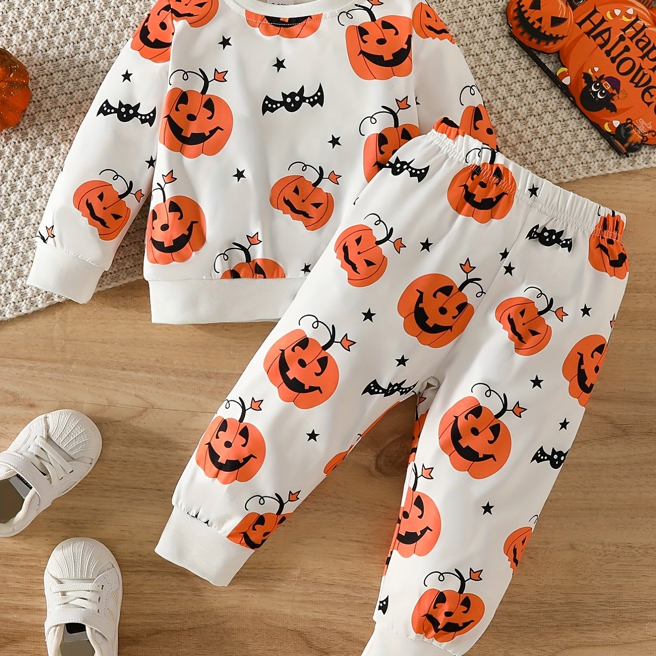 Baby Boy Pumpkin Print Halloween 2pcs Set