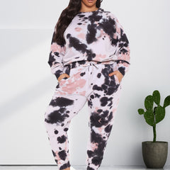 Tie Dye Co-ord Set Women's Casual Sweatshirt & Sweatpants