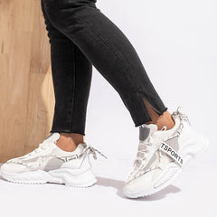 Women's Casual Sneakers Tape Decor Low Top Breathable Dad Shoes