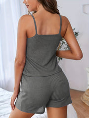 2pcs Summer Sports Suits Cami V neck Top & Casual Shorts Women's Activewear