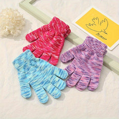 Kids Winter Gloves Thick Warm Knitted Windproof Coldproof Outdoor Cycling Daily