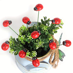 10pcs Wooden Ladybug Garden Decorations Bionic Ladybug Wall Decor