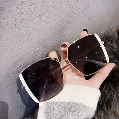 Large Square Sunglasses Mirror Lens Metal Glasses UV400