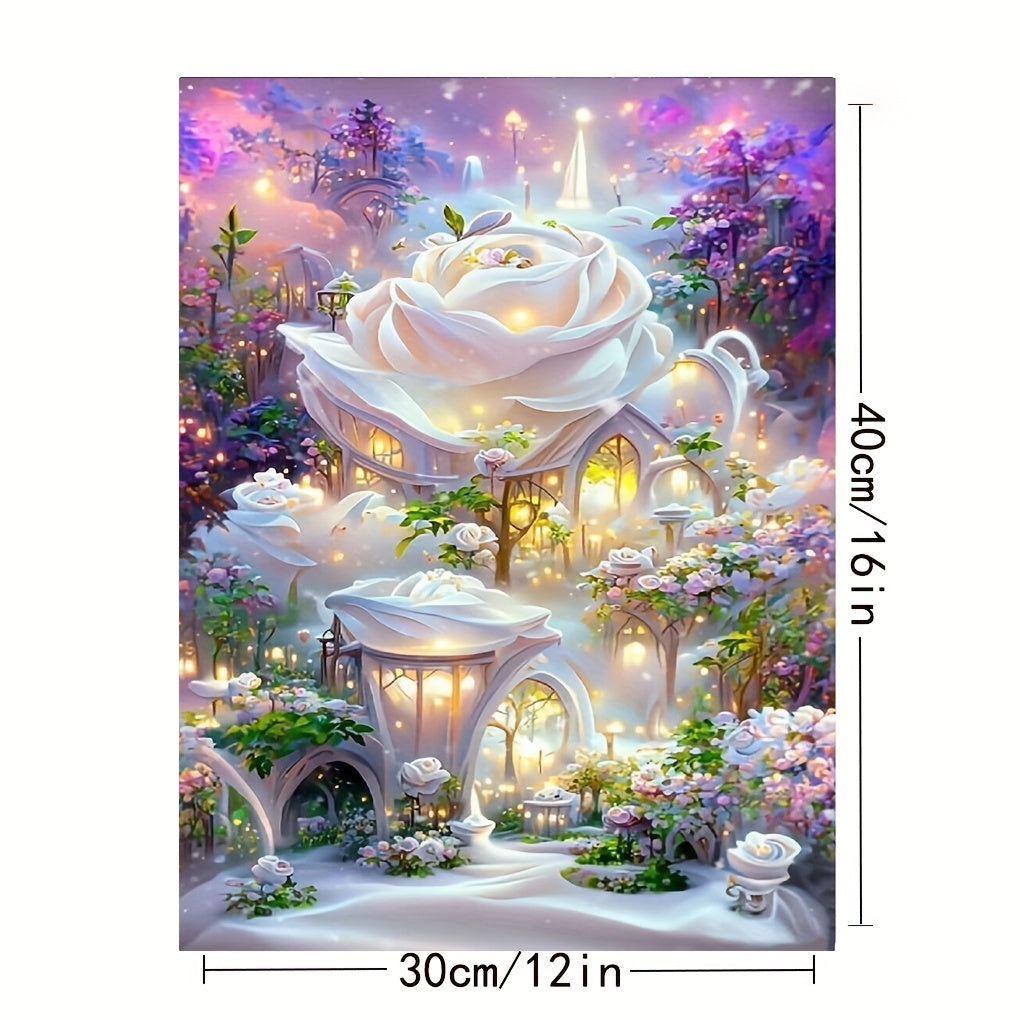 30X40cm Flower House DIY Diamond Painting Kit - Round Drill - Home Wall Decor