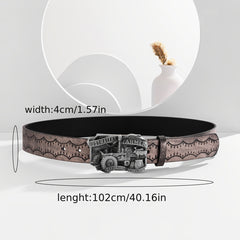 Vintage Car Buckle Belt Waist Belt Western Style Cowboy PU Leather Belt