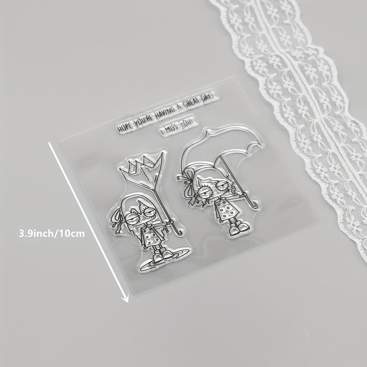 Girls Cartoon Clear Stamp for Card Making and Scrapbooking