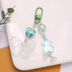Gradient Acrylic Butterfly Key Chain for Girls
