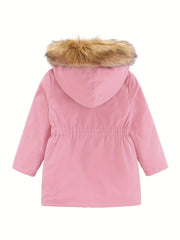 Toddler Girls Warm Fleece Lined Zip Jacket Coat With Pocket
