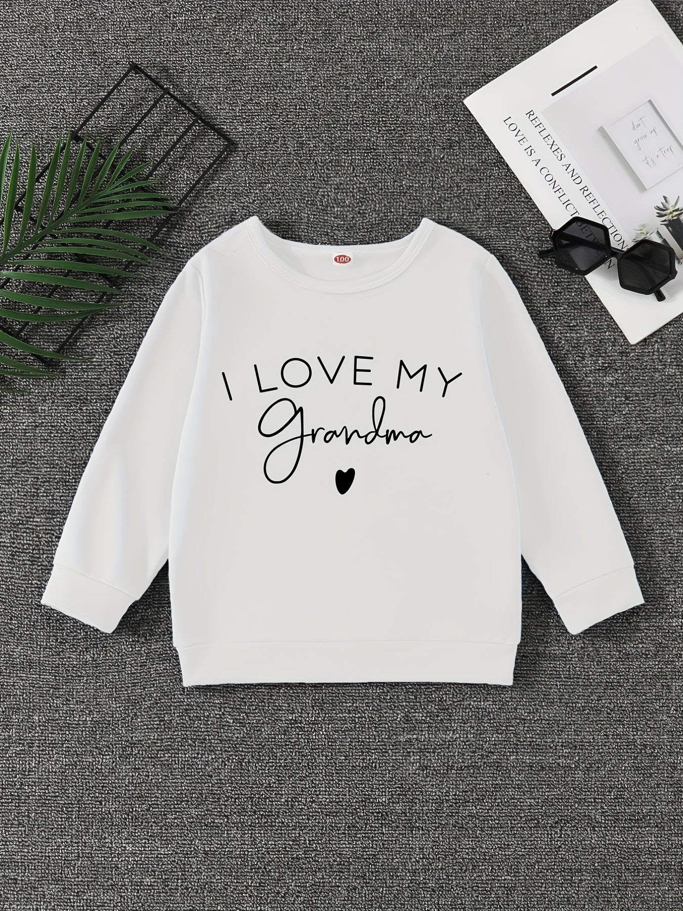 I LOVE MY GRANDMA Letter Print Boys Sweatshirt