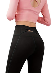 Solid Wide Waistband High Stretch Yoga Pants