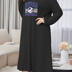 Women's Plus Size Lounge Dress - Rugby & Letter Print