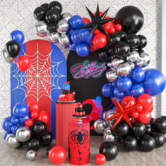121pcs Red Spider Web Balloon Set Birthday Party Decoration