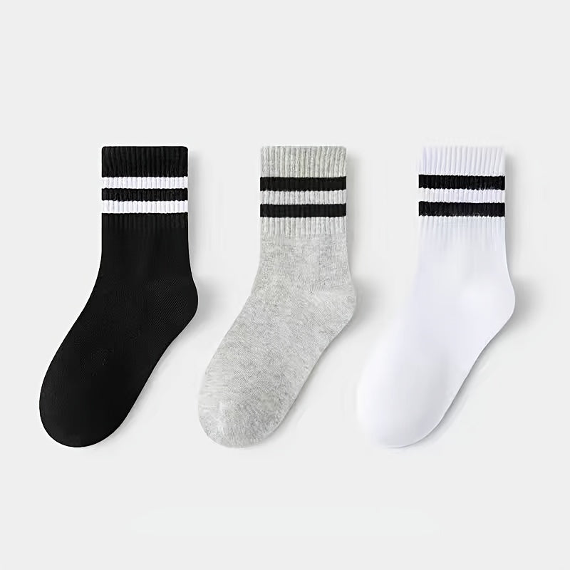 5 Pairs Kids Sports Crew Socks Thin Breathable Comfy Students Socks