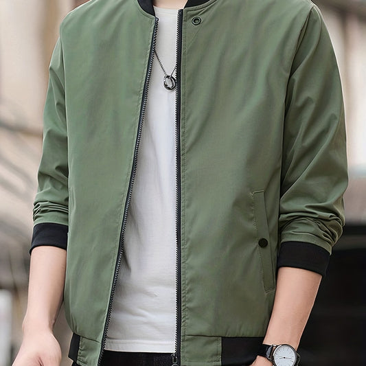 Men's Regular Fit Baseball Jacket Zip-Up Thin Casual Youth Men