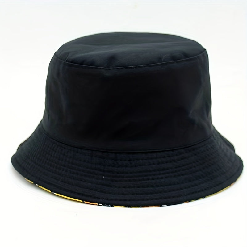 Duck Print Bucket Hat Yellow Lightweight Sunshade Fisherman Cap
