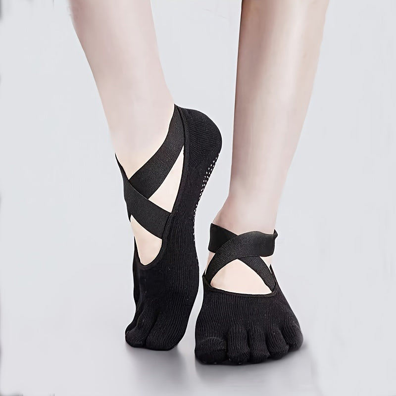 Women's Non slip Cross Strap Yoga Socks Breathable Dance Training Socks
