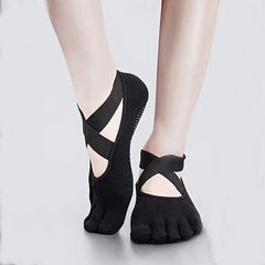 Women's Non slip Cross Strap Yoga Socks Breathable Dance Training Socks