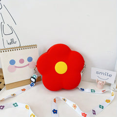 Kids Silicone Shoulder Bag Flower Diagonal Coin Purse Wallet