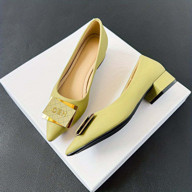 Metallic Decor Flat Shoes Slip On Point Toe Low Shallow Mouth Soft Shoes