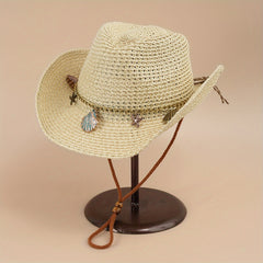 Boho Vintage Straw Sun Hat Cowboy Outdoor Travel Beach Hat
