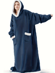 Winter Fuzzy Trim Fleece Blanket Robe