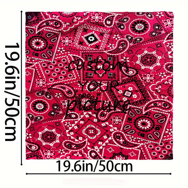 Custom Photo Logo Square Scarf - Personalized Women's Men's Scarf