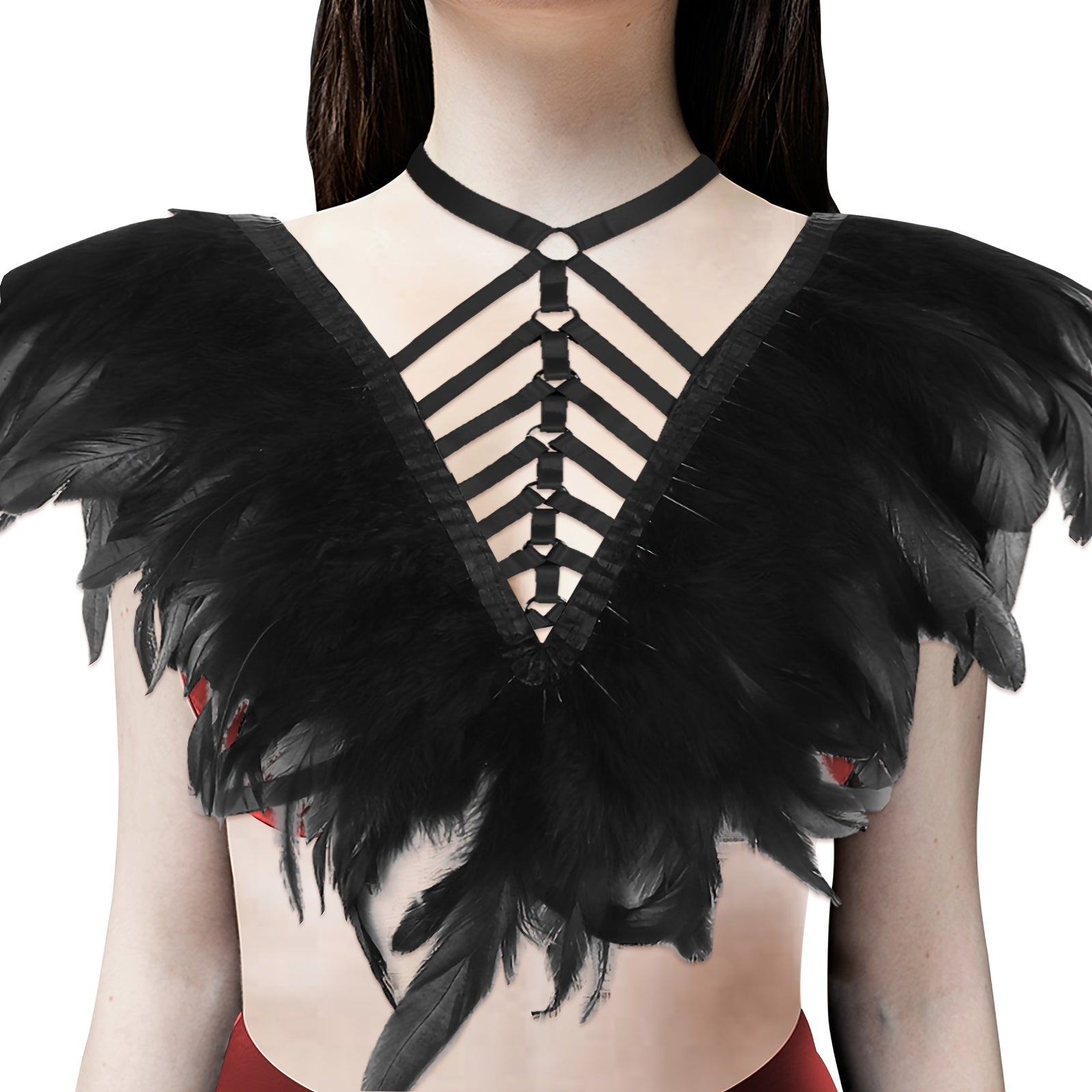 Feather Strappy Chest Harness Gothic Hollow Out Cage Body Suspenders