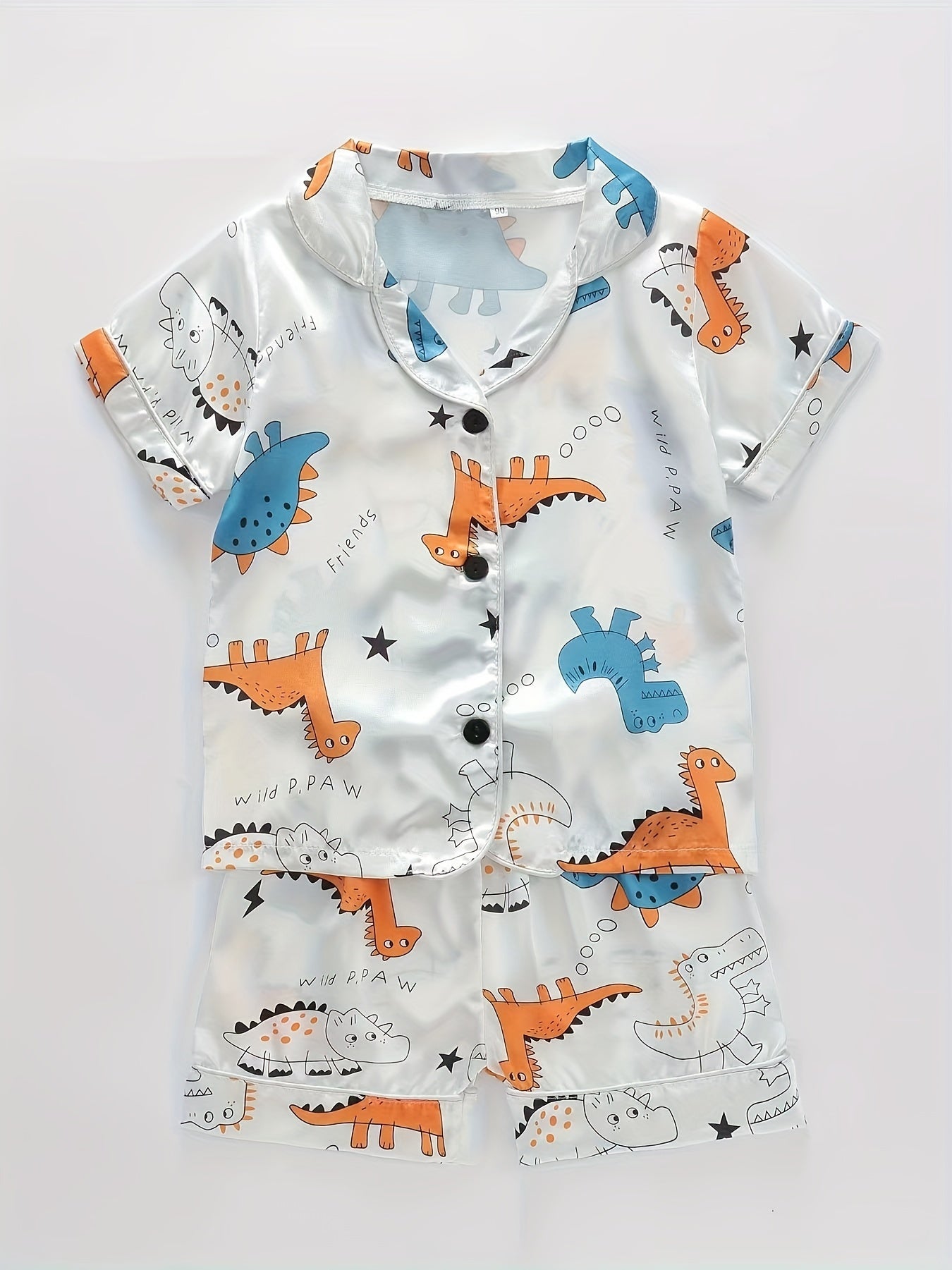 Boys Dinosaur Pajama Set Short Sleeves & Bottoms Cozy Homewear