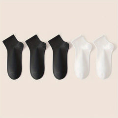5 Pairs Solid Socks Comfy & Breathable All match Socks