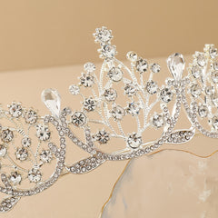 Silvery Crystal Headband Rhinestone Crown Princess Tiara Hair Accessory