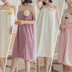 Women's Wearable Shoulder Strap Bath Towel Cartoon Doll Bath Skirt L