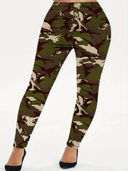 Casual Leggings Women's Plus High Stretch Skinny Fitness Camo Leggings