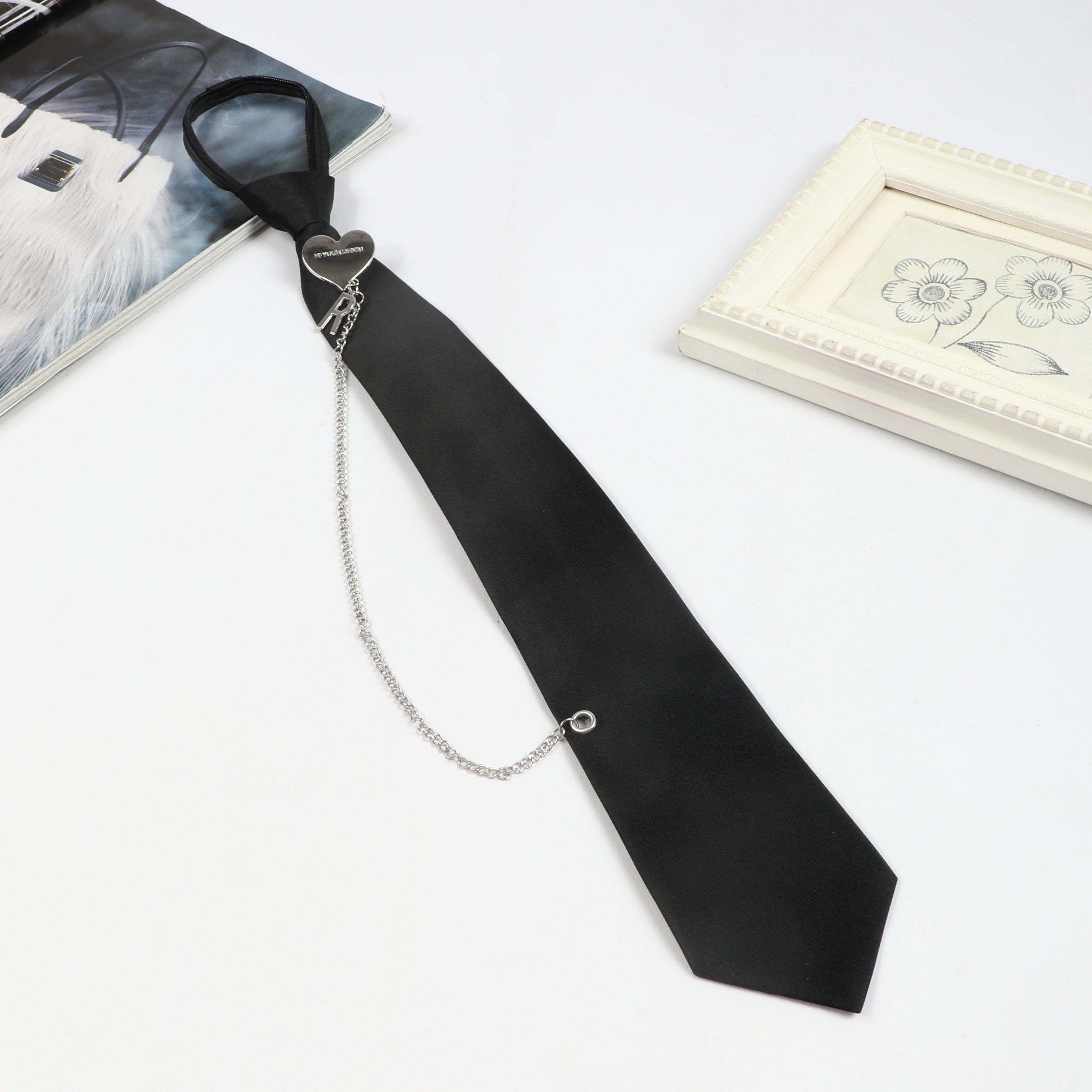 Heart Chain Tassel Necktie Casual Tie For Women